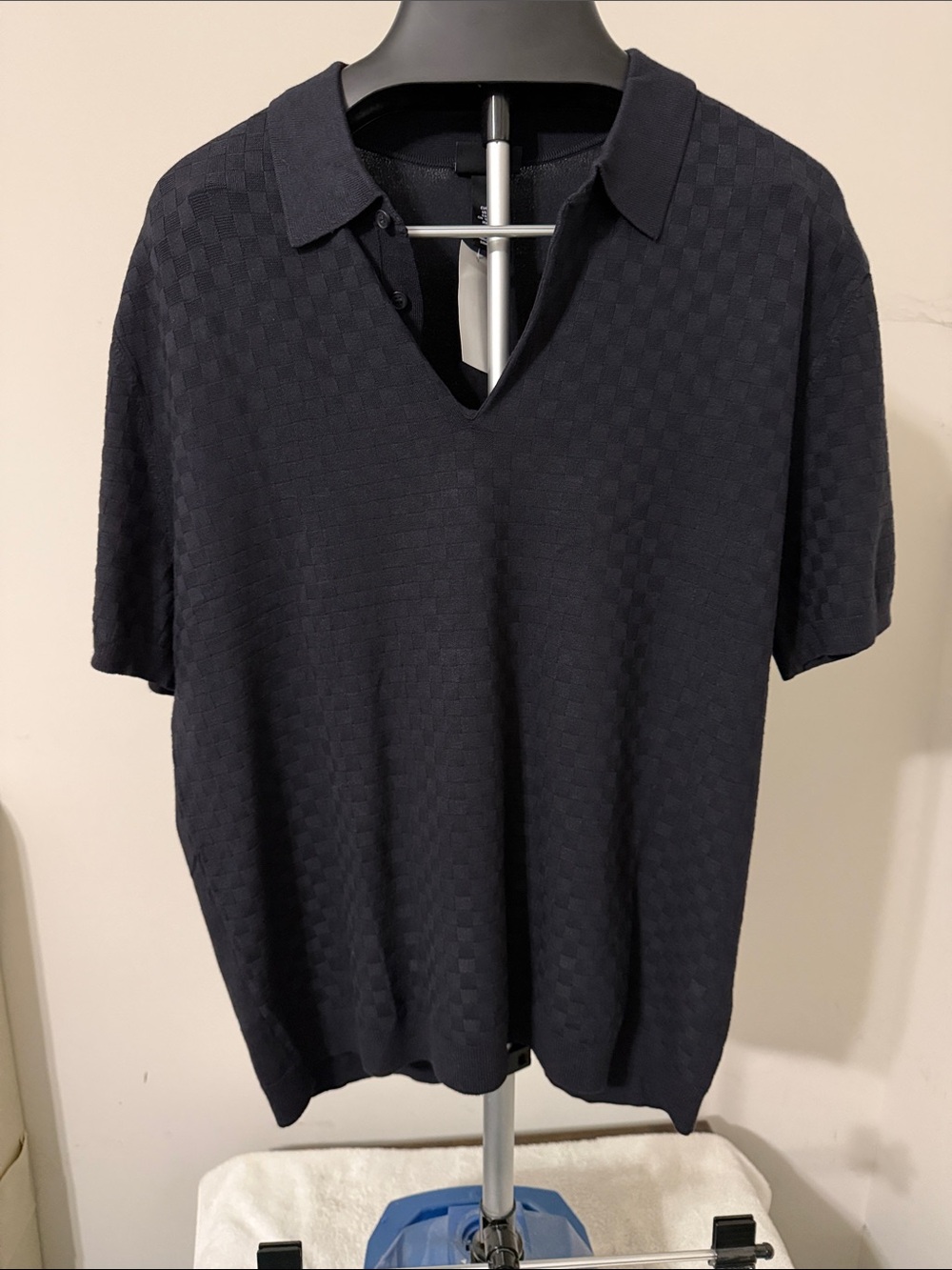 Men's Short-Sleeve Textured Polo Shirt - Black